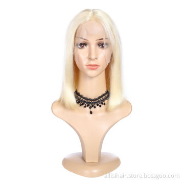 Cheap Peruvian 613 Blonde Colored Bob Wig Raw Virgin Transparent Hd Full Lace Human Hair Wig 100% Bob Wig Human Hair Lace Front